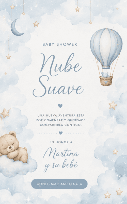 Invitación digital Nube Suave para Baby Shower — Invyfy