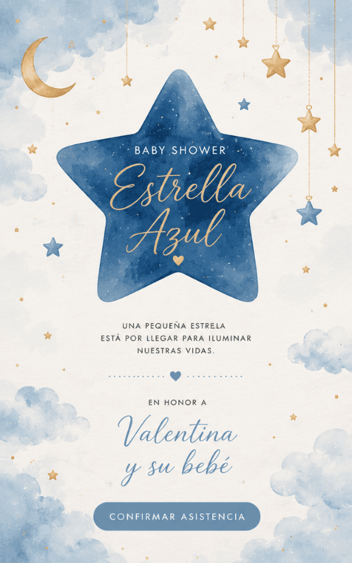 Invitación digital Estrella Azul para Baby Shower — Invyfy